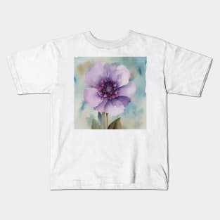 Large Purple Watercolour Flower Kids T-Shirt